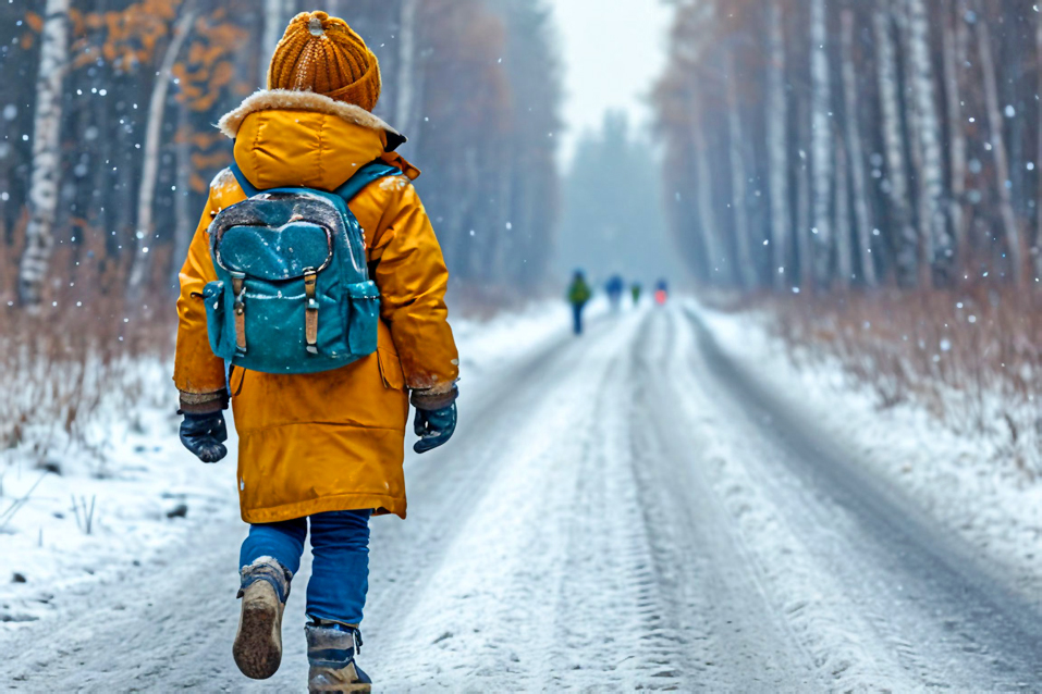 Школьник идет на урок